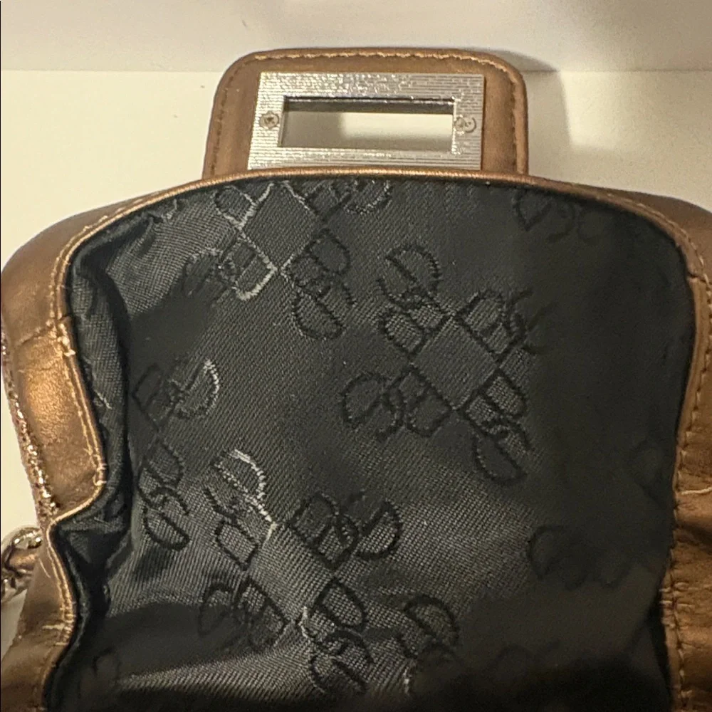 BCBGeneration Bronze Quilted Crossbody With Chain Woven Strap